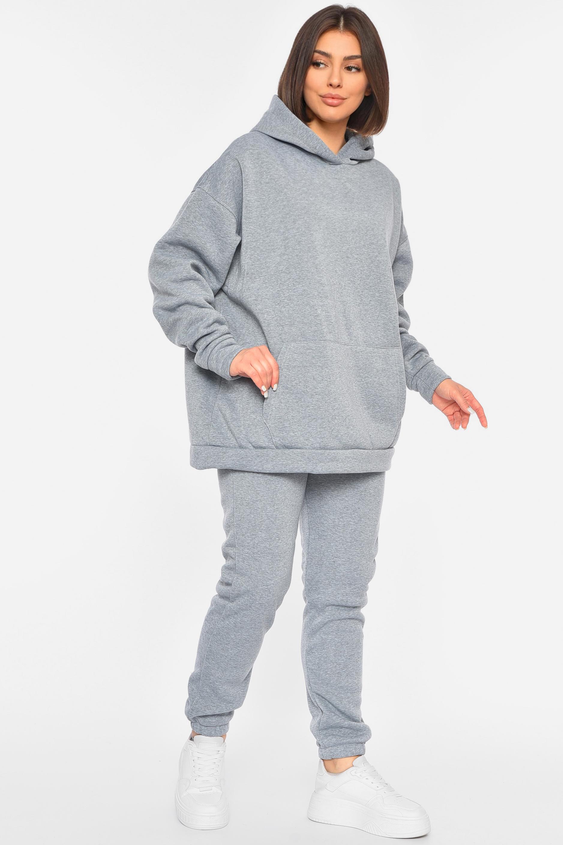 Спортивний костюм жіночий на флісі M Темно-сірий (190884) - фото 2 Спортивний костюм жіночий на флісі M Темно-сірий (190884) - фото 2