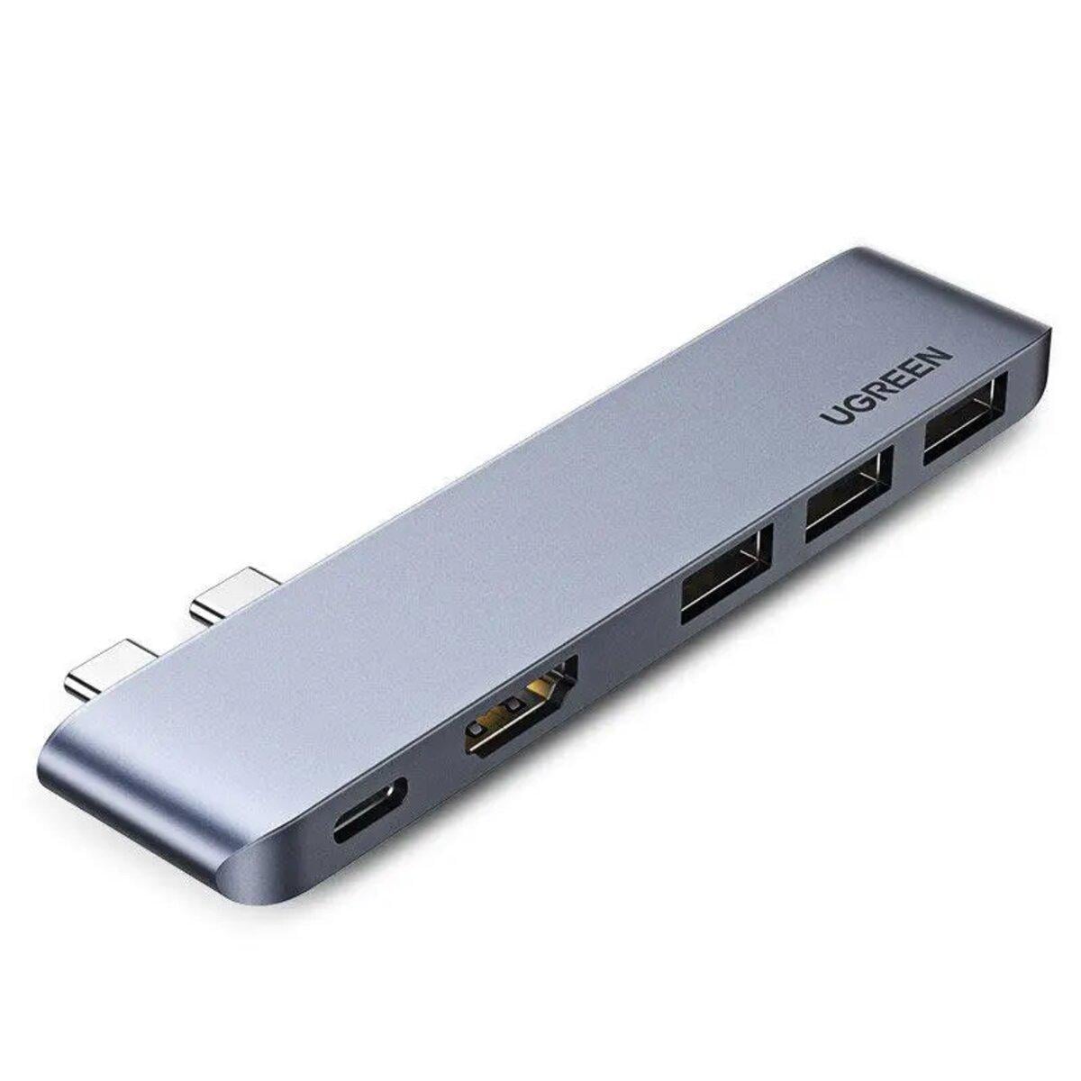 USB-хаб UGREEN CM251 Dual Type-C to HDMI+3xUSB 3.0 A+Type C Female Converter Space Grey (UGR-60559)