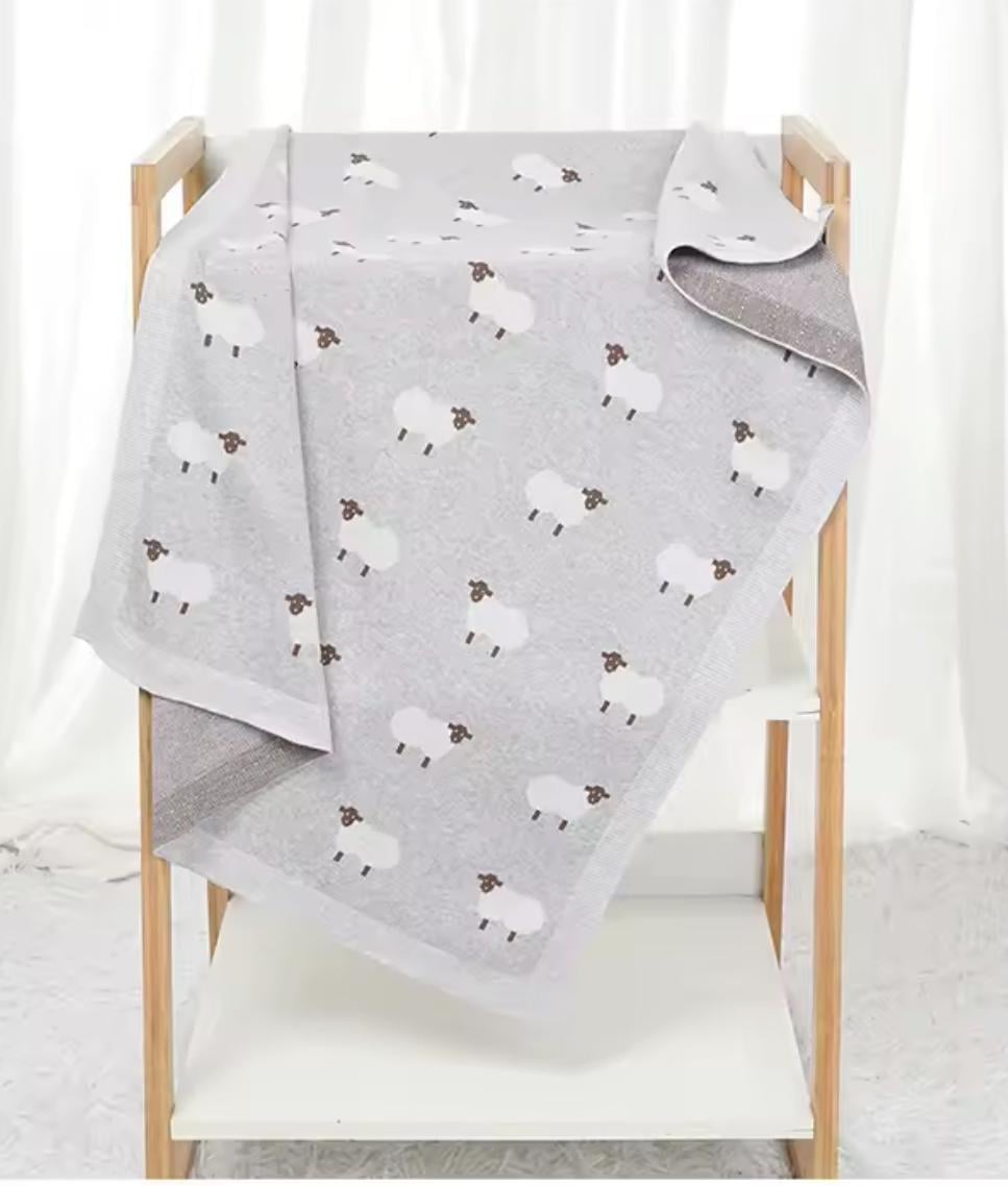 Плед дитячий в’язаний Вівці з натуральної бавовни 90х70 см