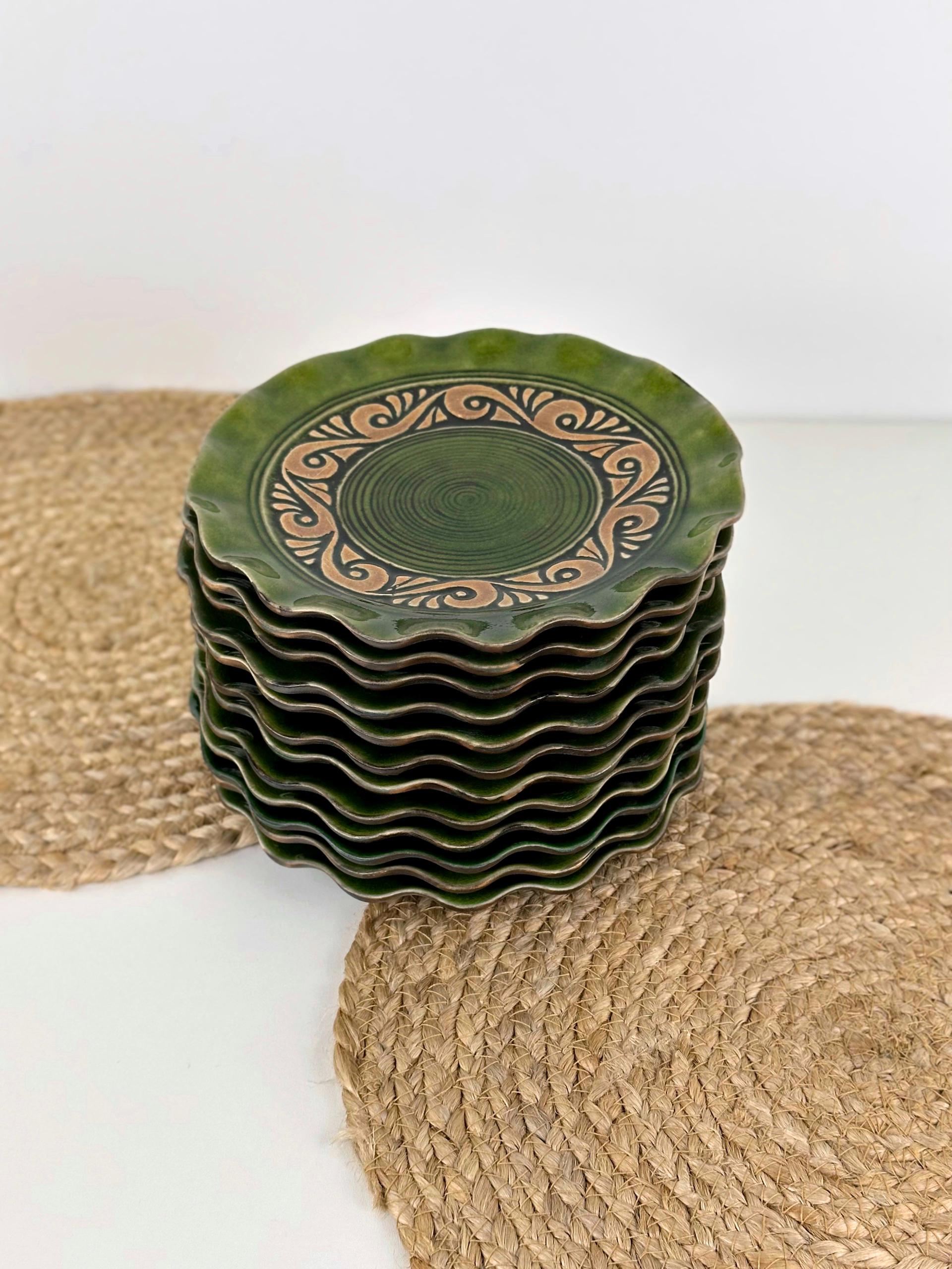 Набор глиняных тарелок Гражда 20 см х 12 шт. Коричневый (17019-16) - фото 4