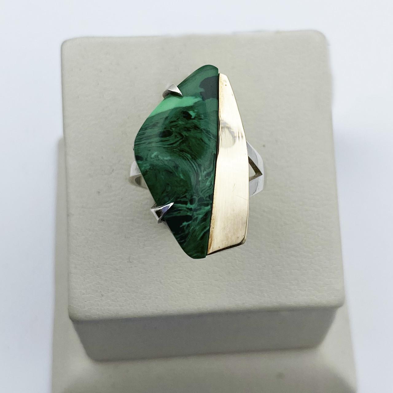 Каблучка срібна з малахітом р. 17,5 4,32 г (1991126603)