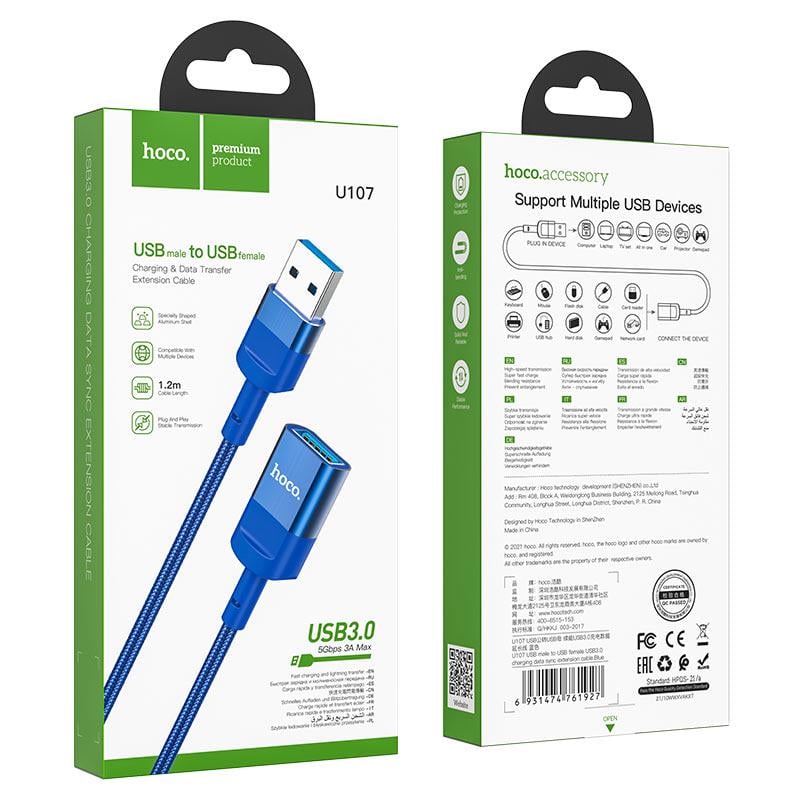 Кабель Hoco U107 USB OTG USB 1,2 м Синій (745698576396) - фото 3