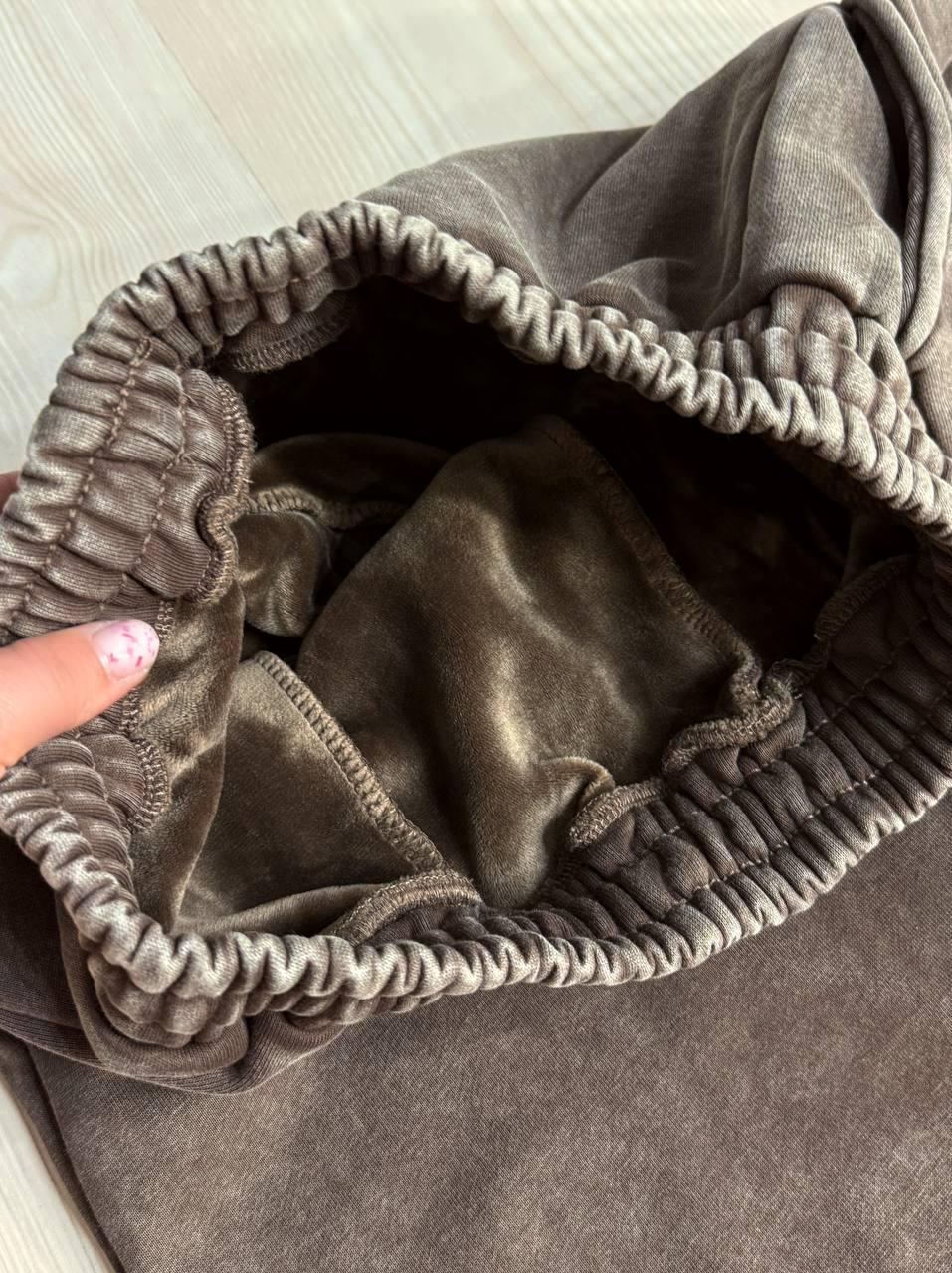 Костюм женский Joy One 2166-11 утепленный вареный худи с брюками палаццо M Коричневый (5962) - фото 8 Костюм женский Joy One 2166-11 утепленный вареный худи с брюками палаццо M Коричневый (5962) - фото 8