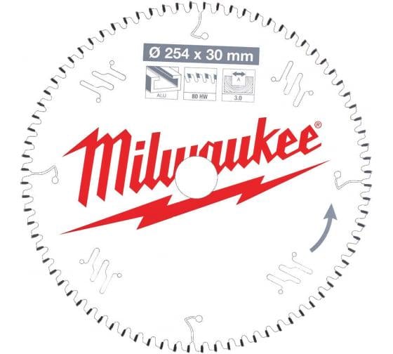 Пильный диск Milwaukee по алюминию 254x30x3 80Z (4932471318)