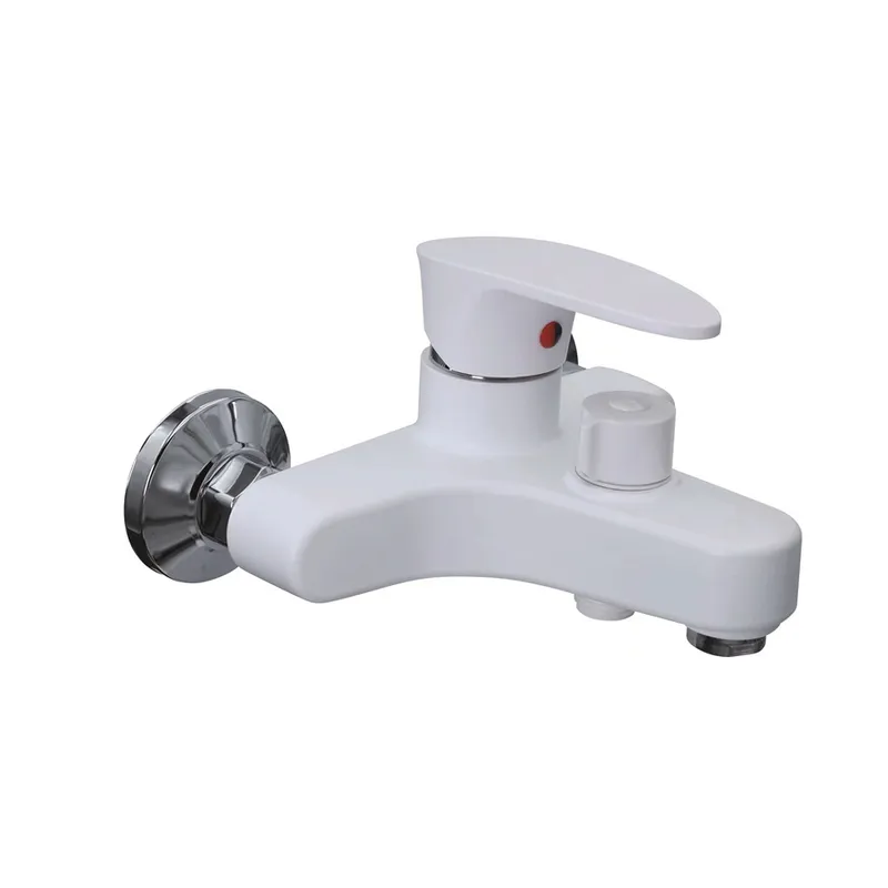 Смеситель для ванны PLAMIX CEZAR-009 EURO SET со шлангом/лейкой и кронштейном White (PM0692)