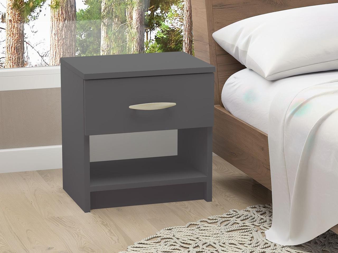 Тумба прикроватная с выдвижным ящиком Sanro 386х410х292 мм Антрацитовый (GT0025) - фото 1 Тумба прикроватная с выдвижным ящиком Sanro 386х410х292 мм Антрацитовый (GT0025) - фото 1