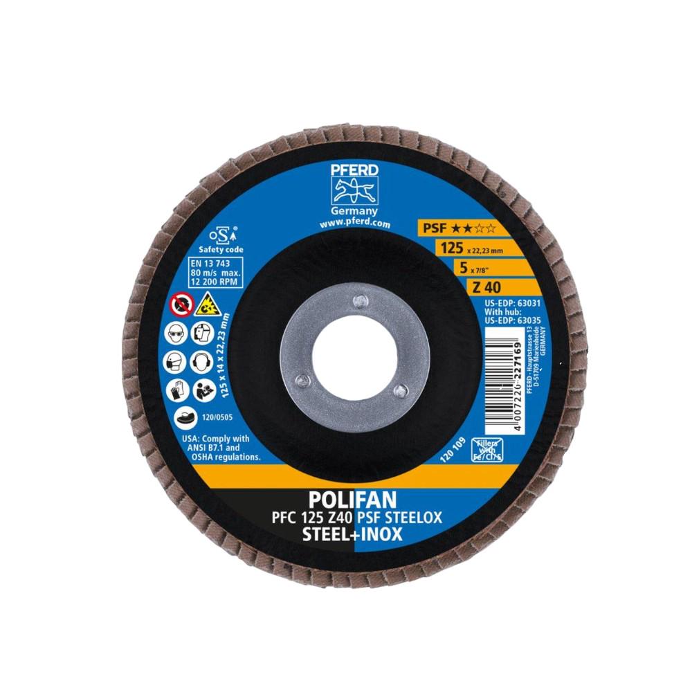 Круг шліфувальний пелюстковий PFERD PFС 125 Z40 PSF STEELOX для обробки нержавіючої сталі (67764125)