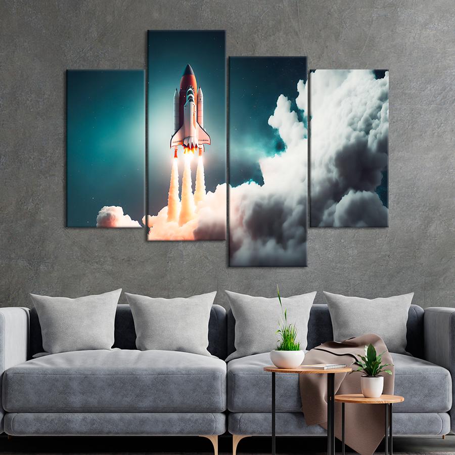 Картина космос Запуск космічного корабля 129x90 см (A1297-4)