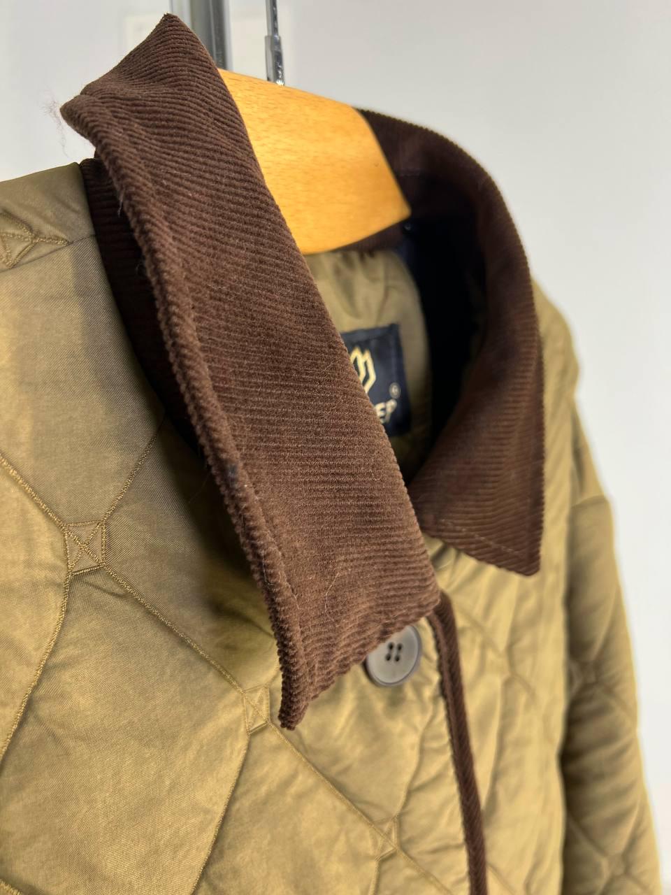 Куртка женская LADY YEP 9090 рубашка оверсайз стеганая демисезонная на пуговицах комбинированная с вельветом M Коричневый (3719) - фото 3 Куртка женская LADY YEP 9090 рубашка оверсайз стеганая демисезонная на пуговицах комбинированная с вельветом M Коричневый (3719) - фото 3