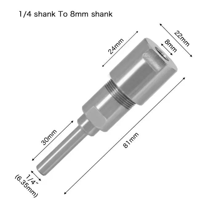 Перехідник для фрези по дереву 6.35х8 мм (30219287) - фото 2 Перехідник для фрези по дереву 6.35х8 мм (30219287) - фото 2