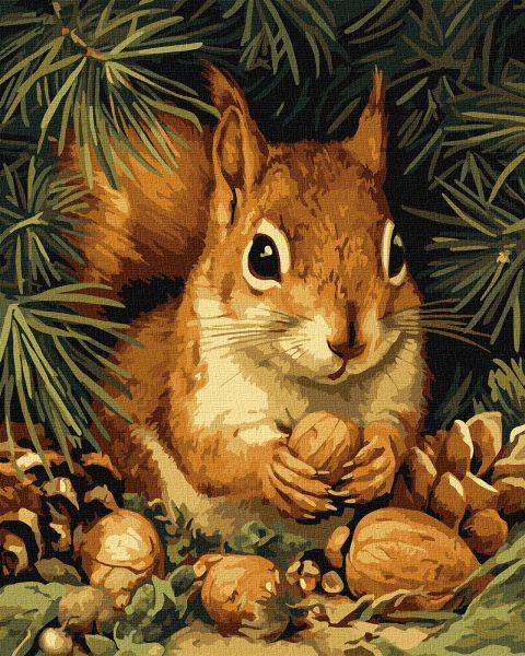 Картина за номерами Ideyka Білочка та горішки 40x50 см (Id-KHO6843)