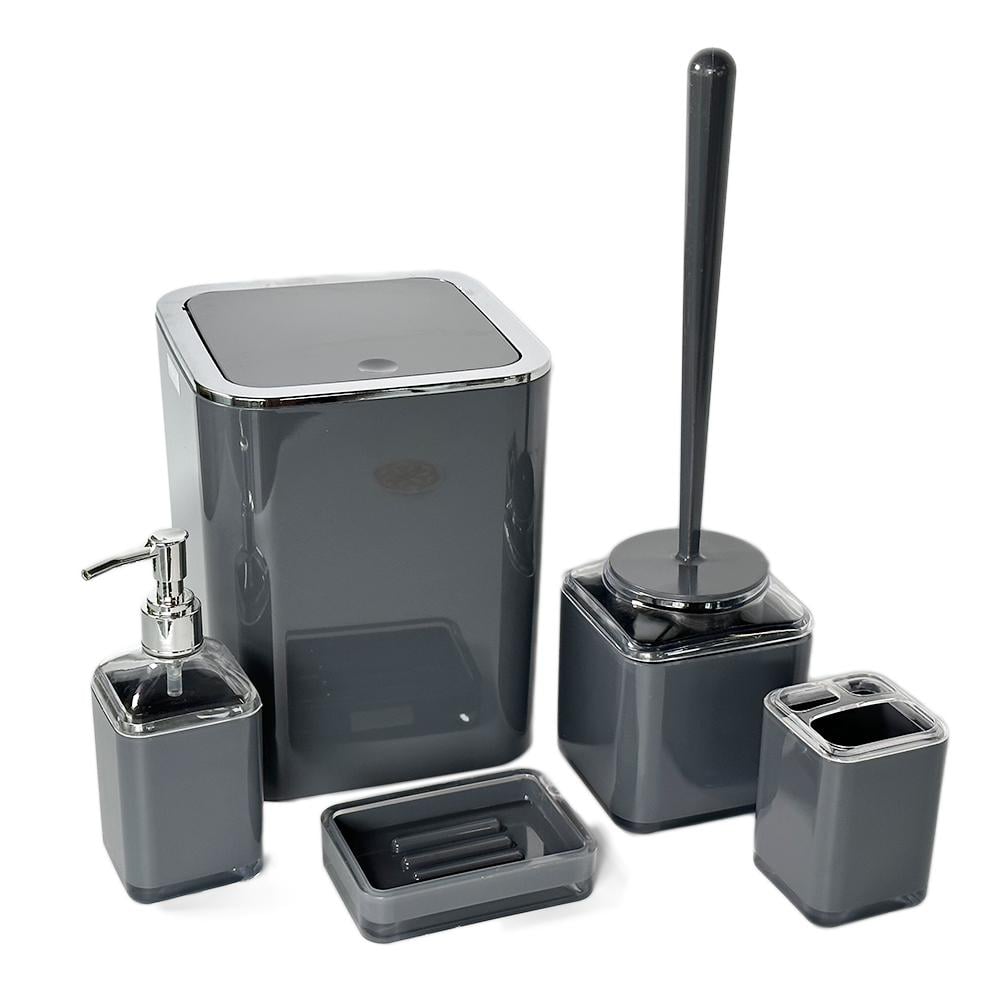 Набор аксессуаров Okyanus Baskili 5в1 для ванной комнаты Антрацитовый