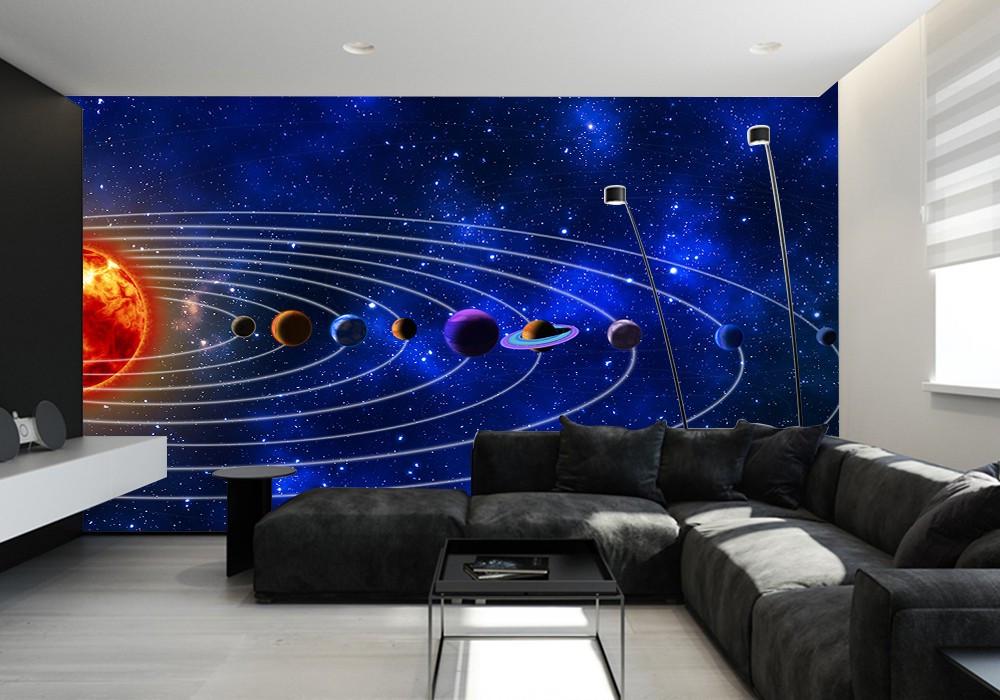 Фотошпалери флізелінові, що миються для спальні/зали/кухні Парад планет