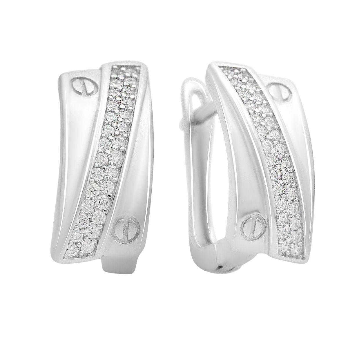 Серьги серебряные с фианитами (2147916)