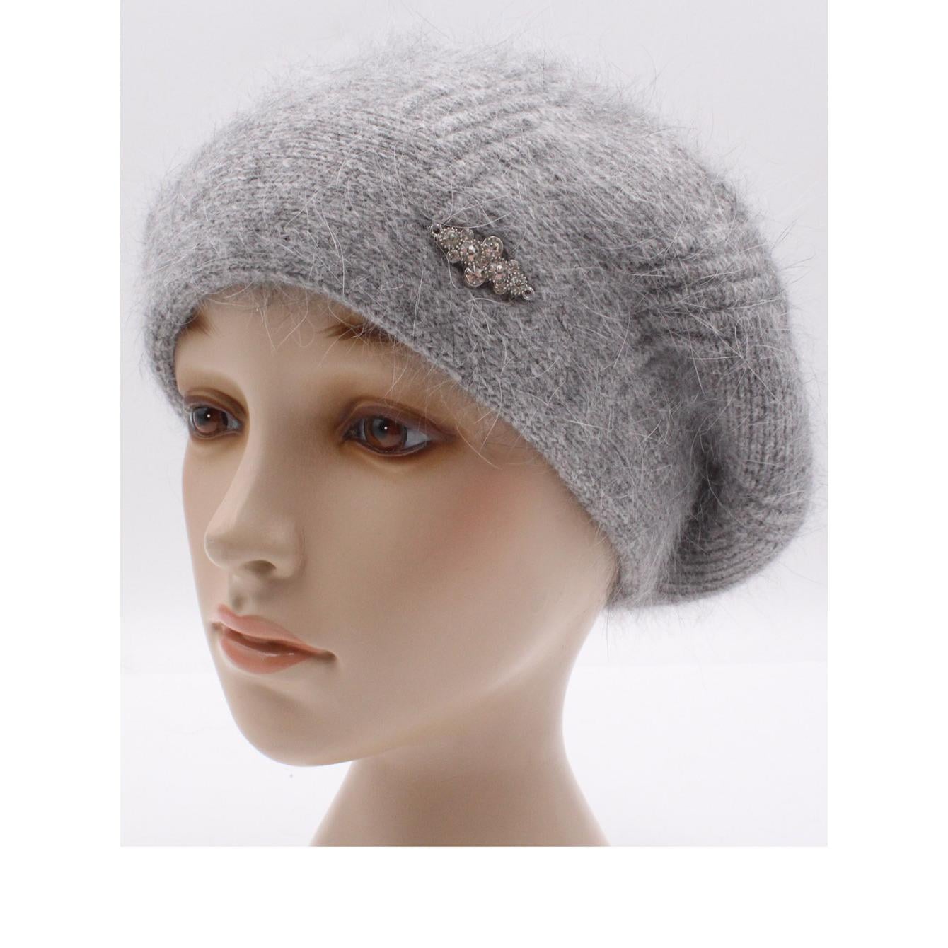 Берет женский ангоровый Leks Диво one size Серый