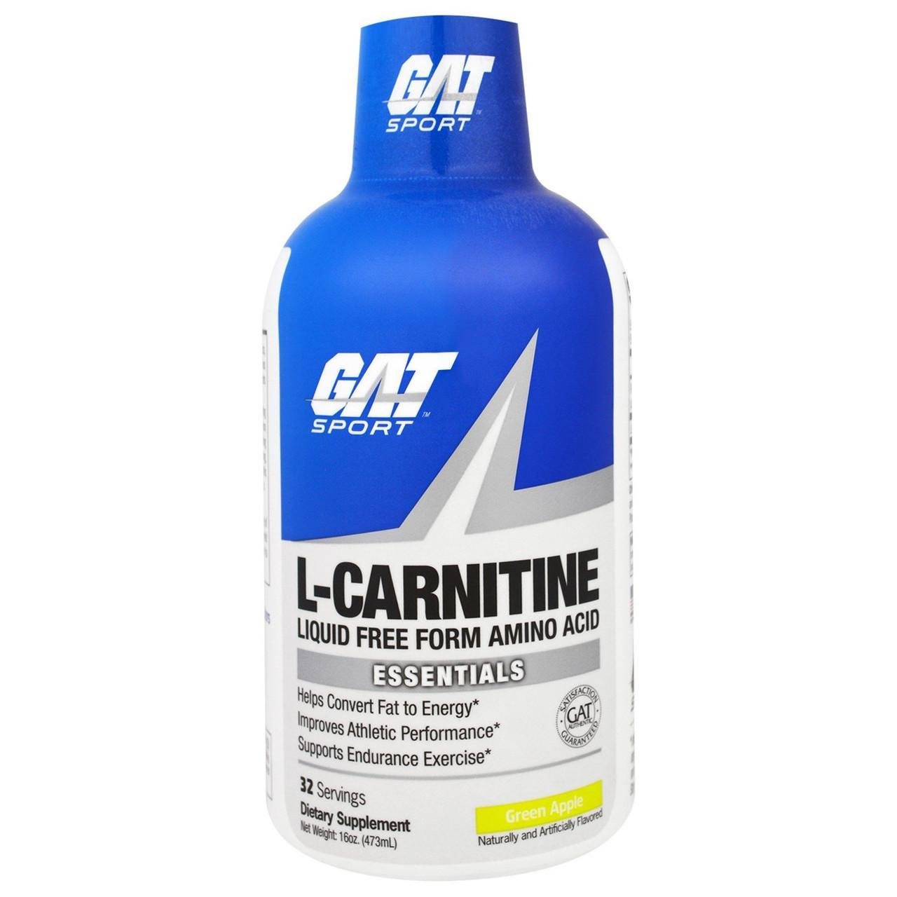 Карнітин GAT L-Carnitine у вільній формі зі смаком зеленого яблука 473 мл