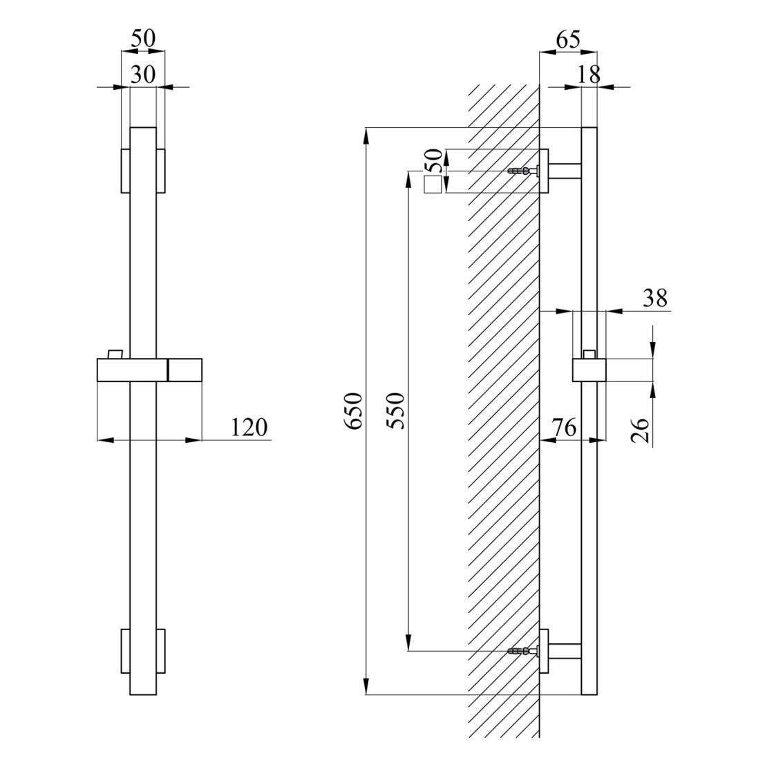 Штанга для душа Kroner KRP Edelstahl Kubus SCH230 (CV034876) - фото 7