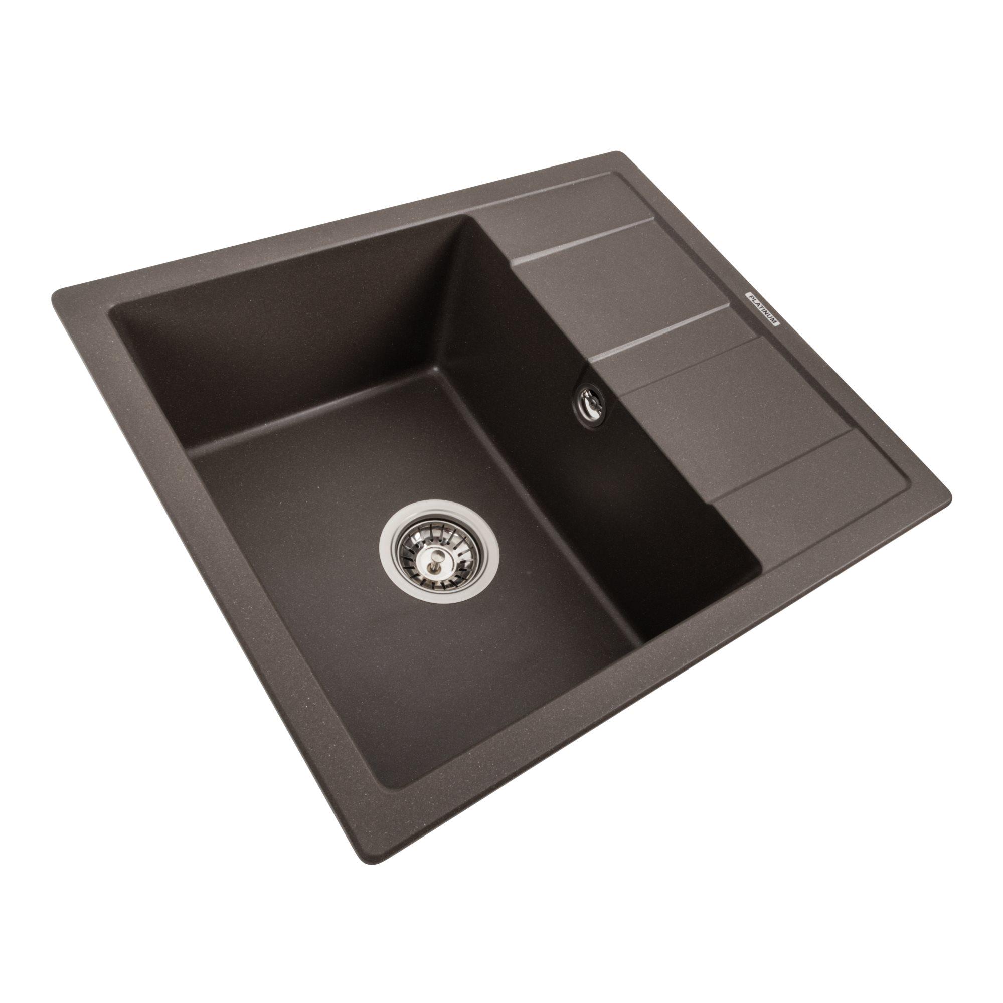 Мийка гранітна для кухні Platinum 5851 ARIA матова Темна скеля - фото 2 Мийка гранітна для кухні Platinum 5851 ARIA матова Темна скеля - фото 2