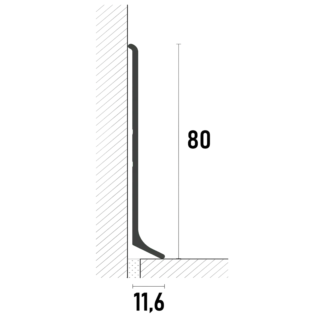 Плинтус алюминиевый накладной SVP-80S 80x11x2600 мм Серебро (25550008) - фото 2 Плинтус алюминиевый накладной SVP-80S 80x11x2600 мм Серебро (25550008) - фото 2