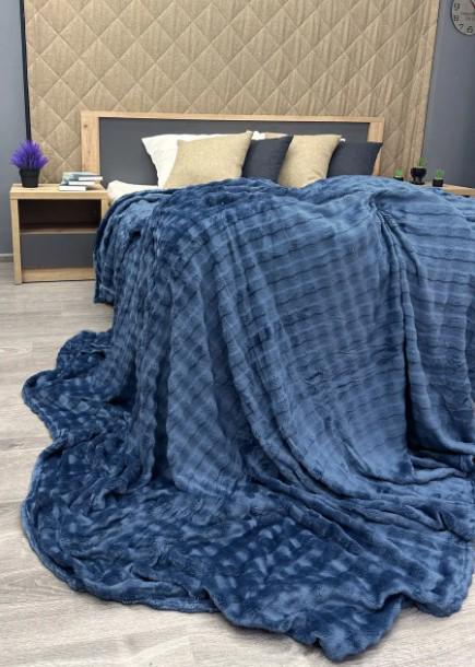 Покрывало плюш Soft Night в полоску 200х230 см Синий (87-137) - фото 5