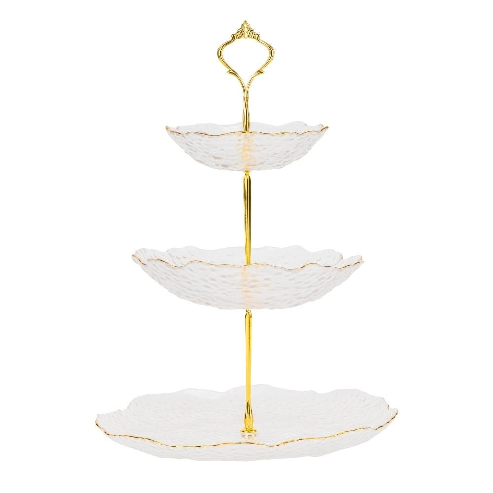 Блюдо стеклянное трехярусное Горный хрусталь 26х35 см (9219-033)