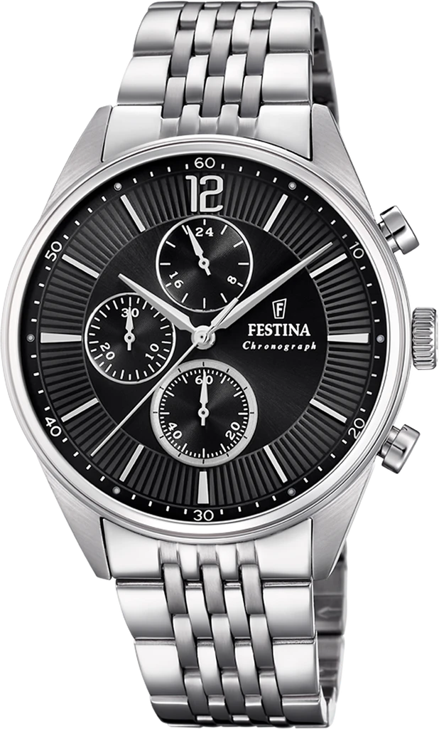 Наручные часы мужские Festina F20285/4 Timeless Chronograph со стальным корпусом WR 50 м и черным циферблатом
