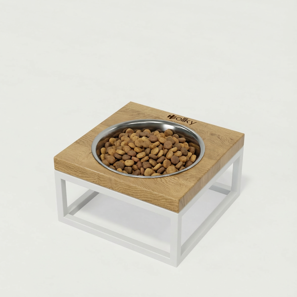 Миска на подставке для кошек и маленьких собак Hollky Base Solo S 0,45 л (S-18187-WHNT)