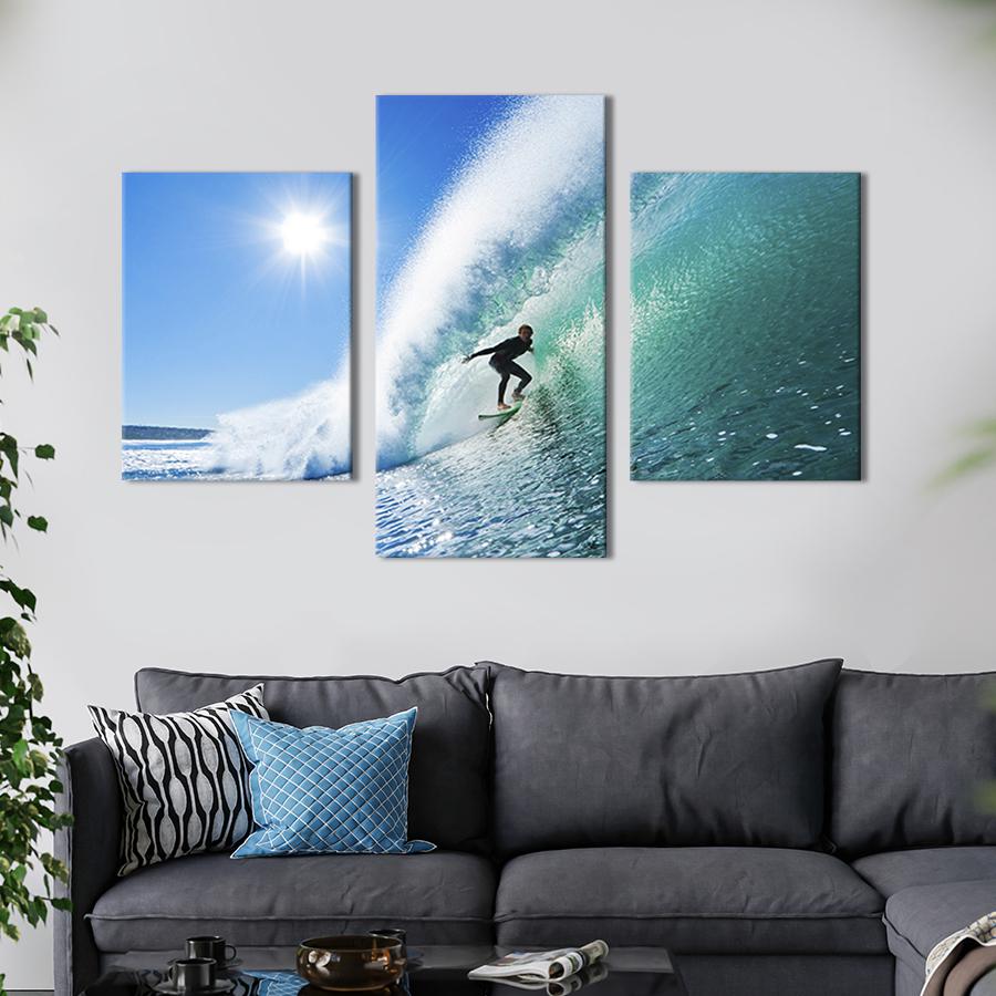 Картина для интерьера Серфер покоряет волну 96x60 см (408-32)