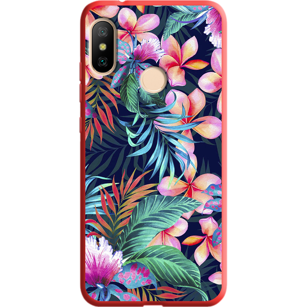 Чехол BoxFace Xiaomi Mi A2 Lite flowers in the tropics Красный силикон (34892-up1971-36145)