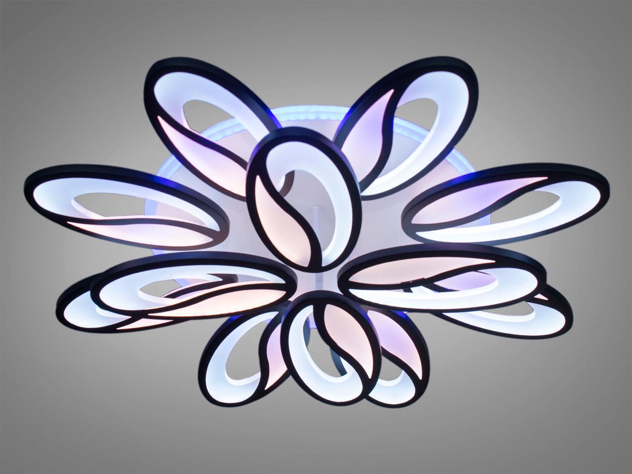 Люстра LED в зал з диммером 8090-8+4BK-LS 185W на 26 м2 Чорний (1716174288) - фото 2