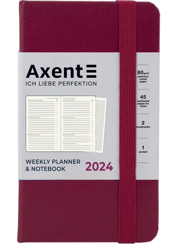 Еженедельник AXENT 2024 Pocket Strong 90x150 Винный (8508-24-46-A)