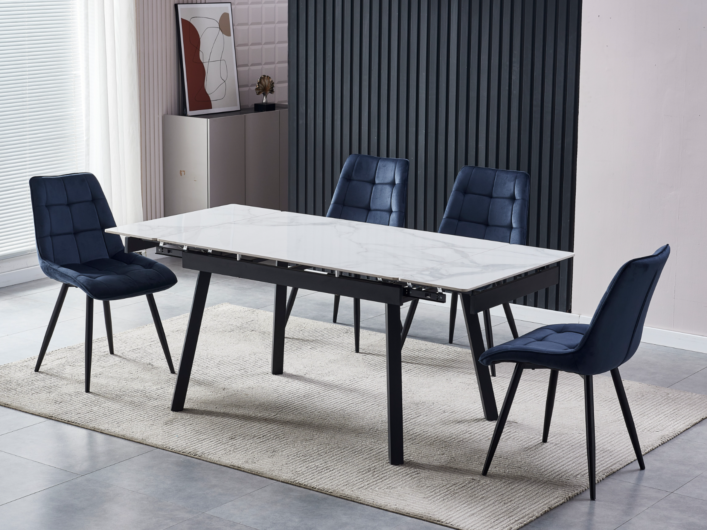 Стол обеденный раздвижной Vetro Mebel 1200-1800x850x760 мм Вайт клауд/Чорний (TМ-88-1) - фото 4 Стол обеденный раздвижной Vetro Mebel 1200-1800x850x760 мм Вайт клауд/Чорний (TМ-88-1) - фото 4