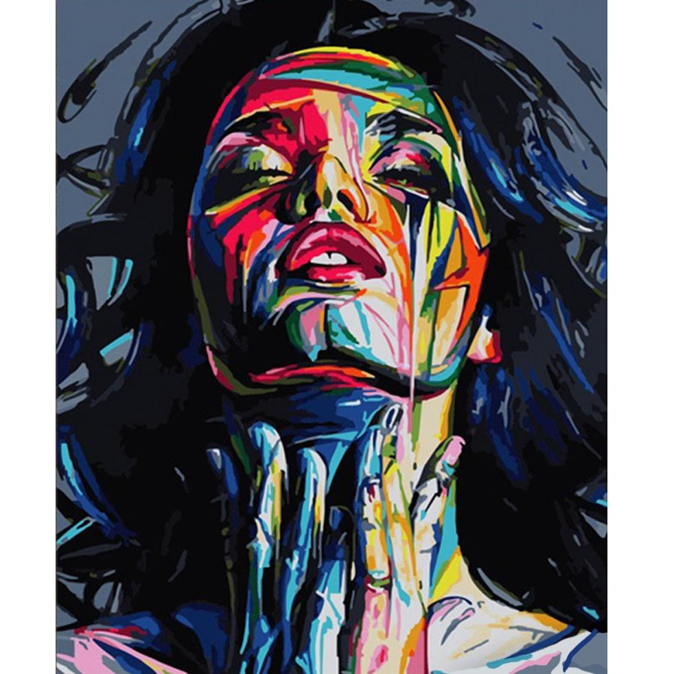 Картина по номерам Strateg Премиум Девушка в красках 40х50 см (HH001)