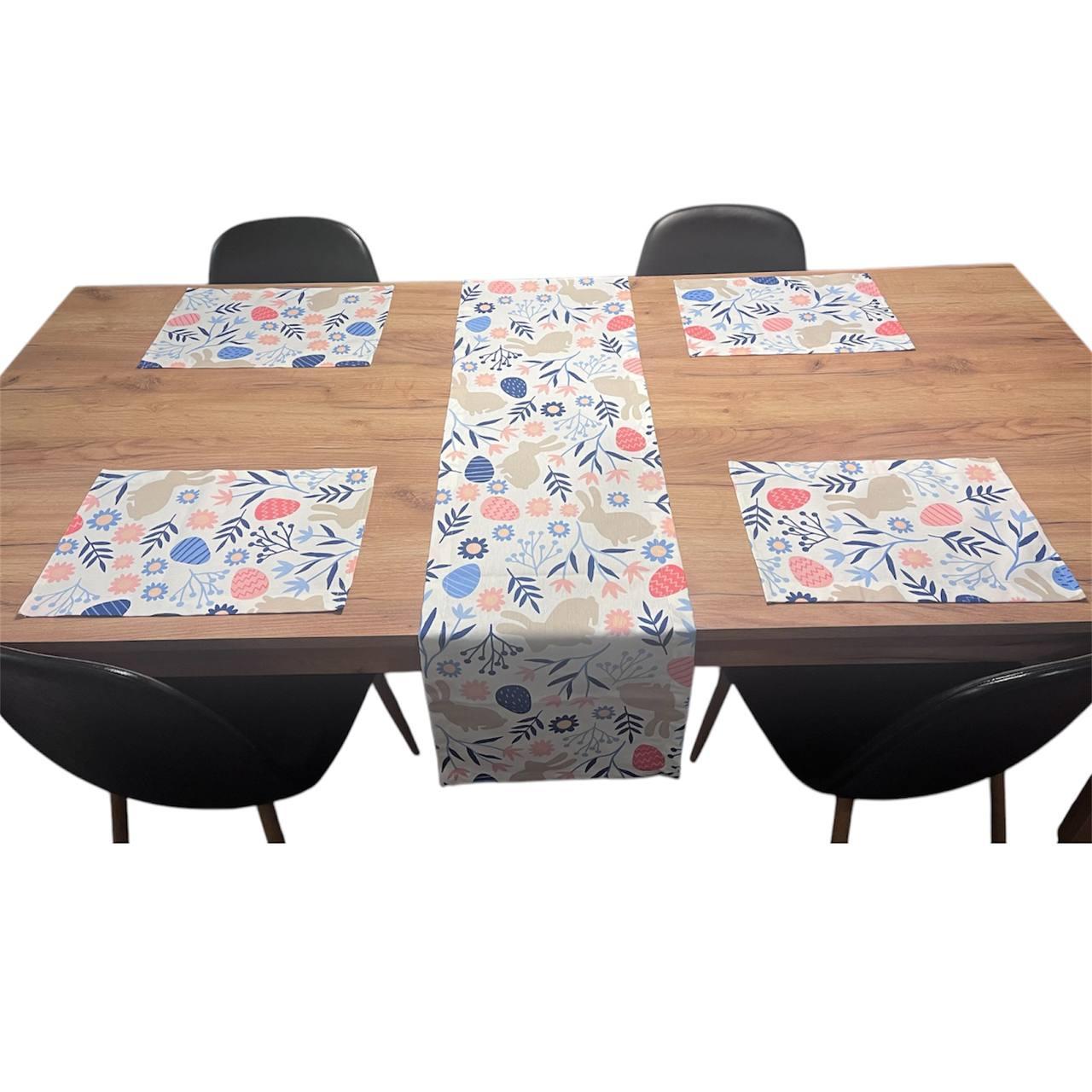 Дорожка-раннер на стол Пасхальный кролик с салфетками 4 шт. Синий (2518381784)