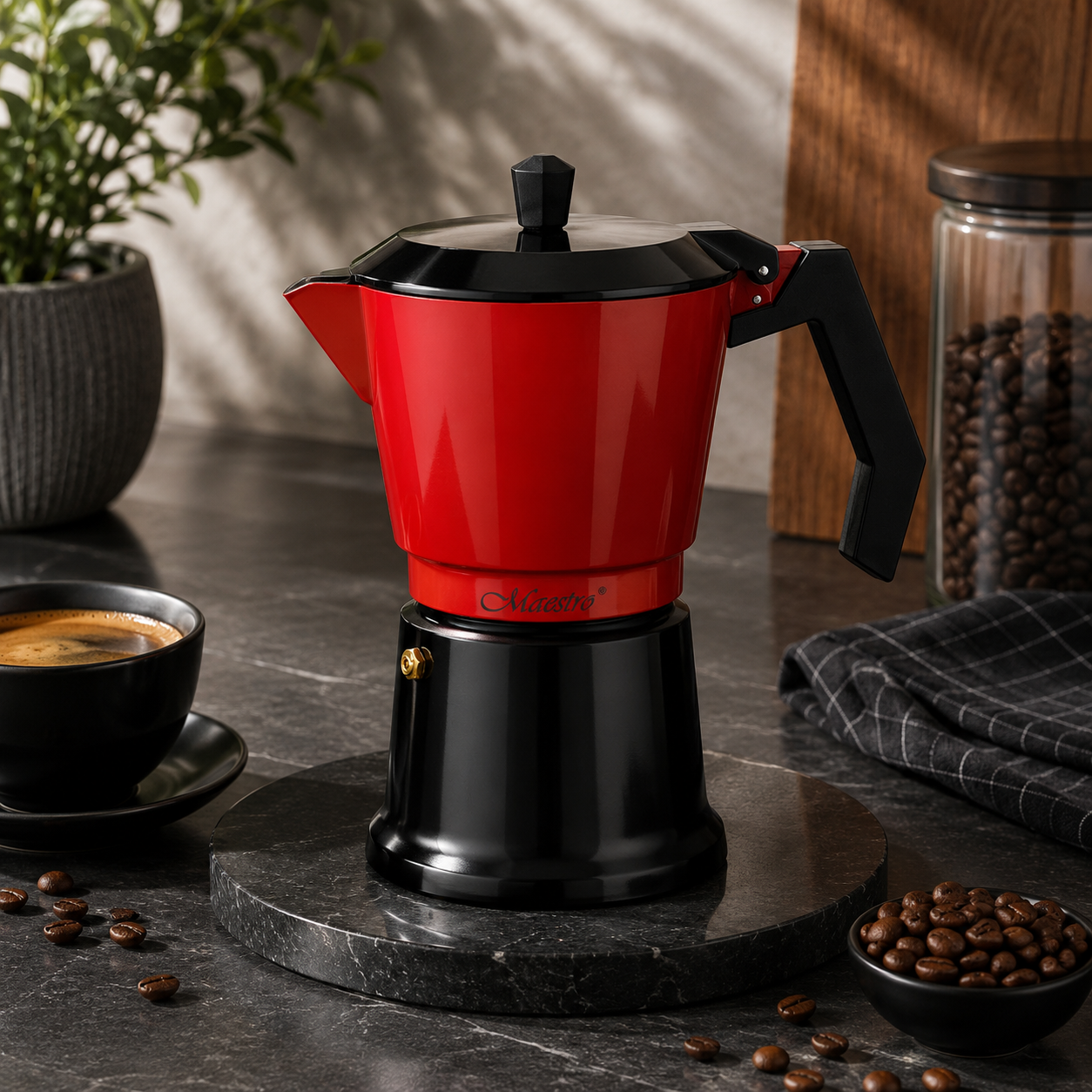 Кофеварка гейзерная Maestro MR-1657-9 Espresso Moka алюминиевая 450 мл Красный (0507)