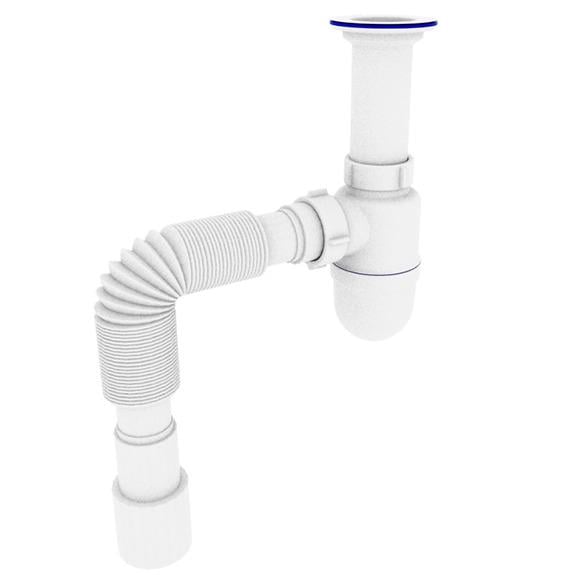 Сифон для раковины Zerix SU-02-A ZX4948 1 1/2" впуск Белый (172878)