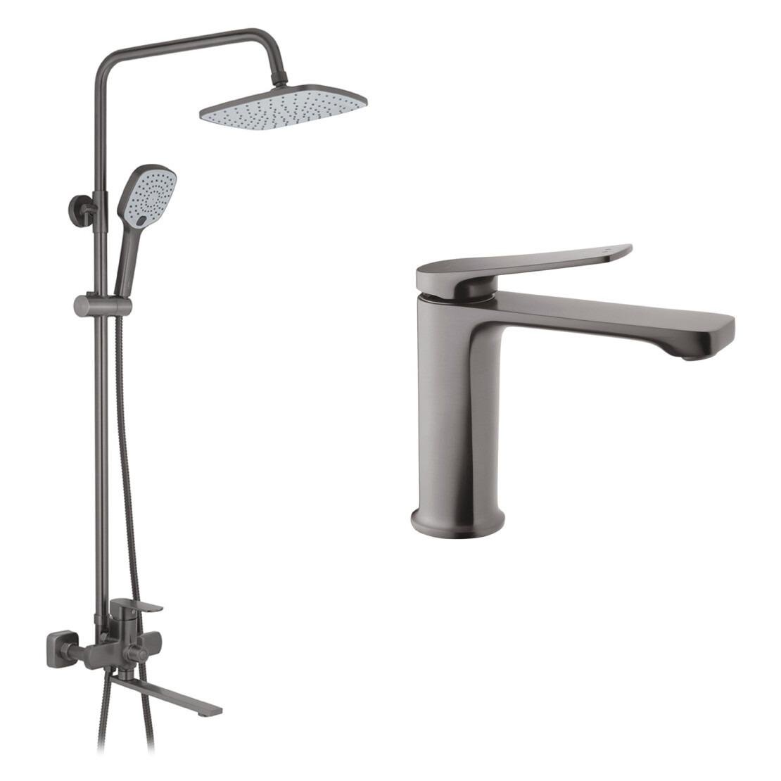 Набір змішувачів для ванни Kroner Armada збройова сталь Графітовий (GRP067/GRP010)