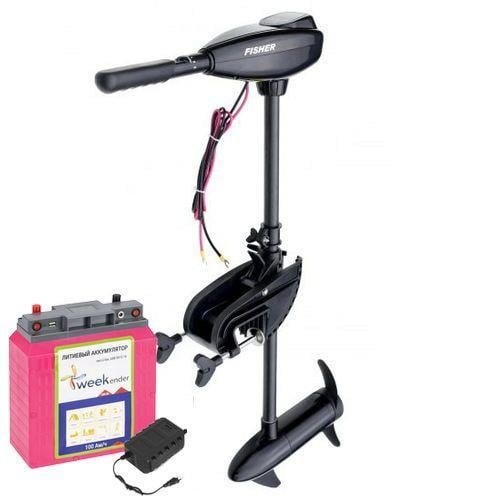 Электромотор для лодки Fisher 55 lbs 12V 80 A/h Li-Ion АКБ и З/У