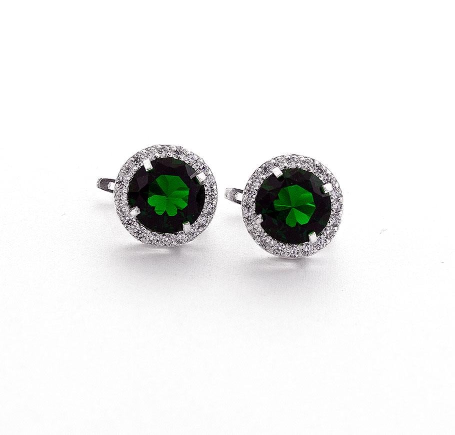 Серьги серебряные с камнями Maxi Silver 7955/1 Зеленый (88762)