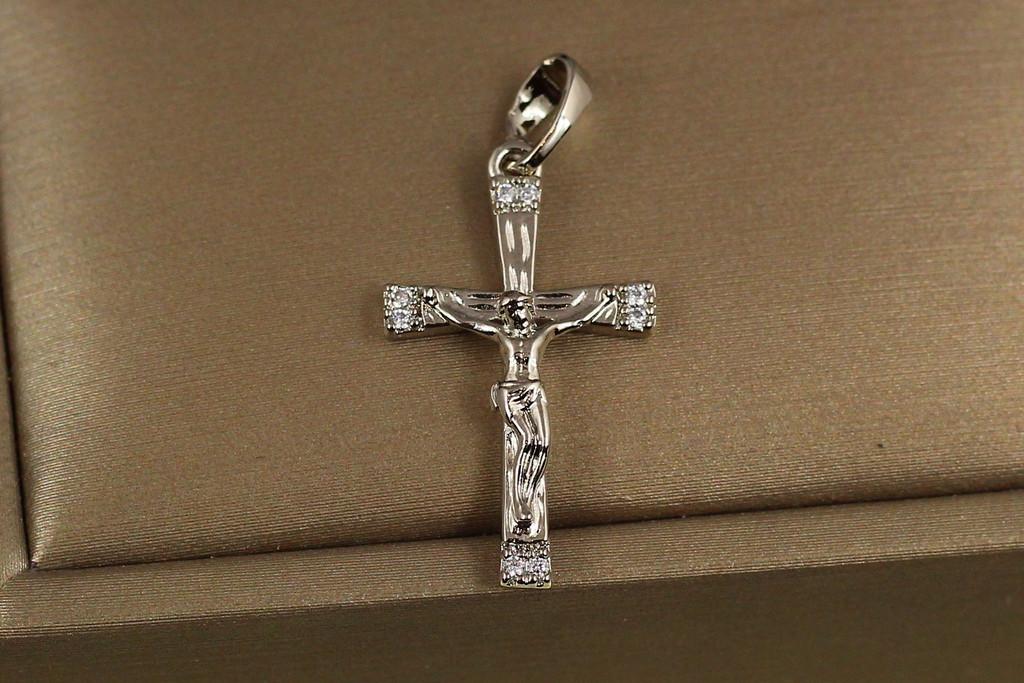 Крестик Xuping Jewelry с двумя фианитами по краям 2,5 см Серебристый (2083958235)