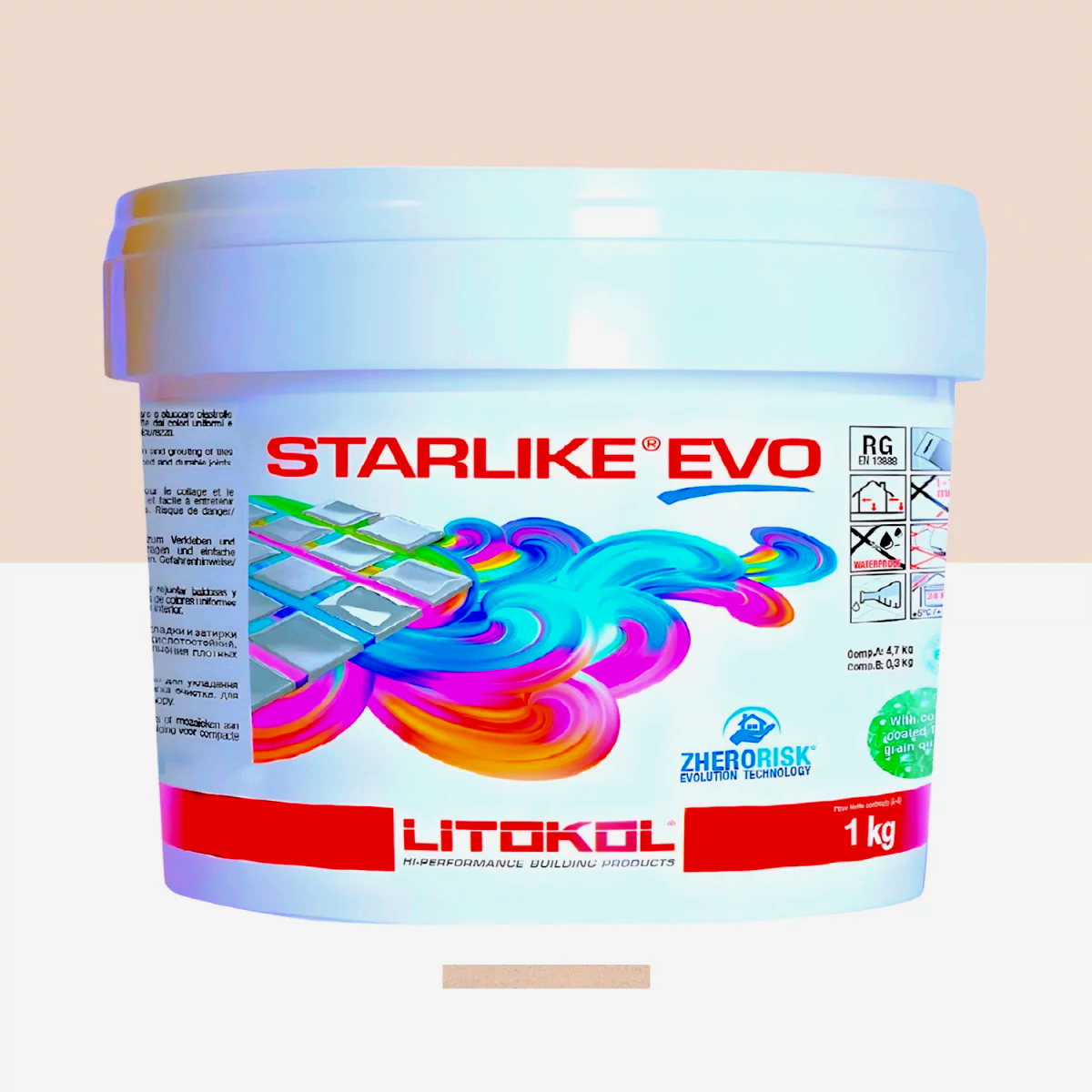 Затирка для плитки Litokol Starlike EVO 210 епоксидна двокомпонентна 1 кг Сіро-бежевий