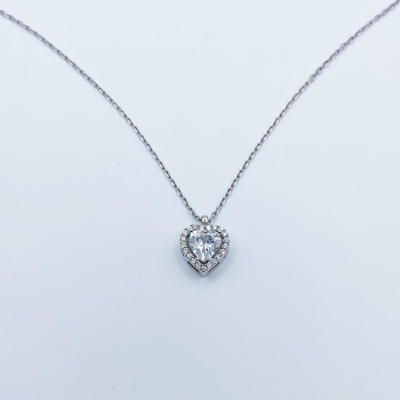 Колье серебряное с кубическим цирконием Сердце 40-45 2,3 г (2159454495)