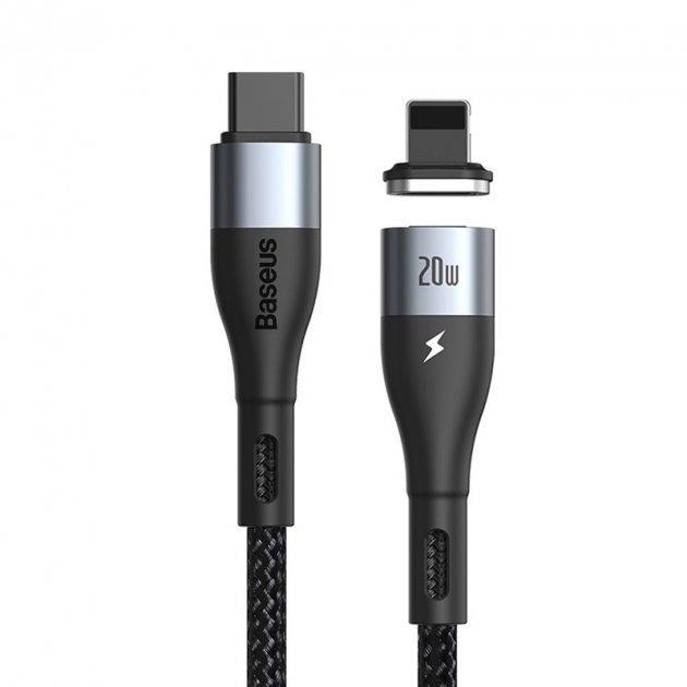 Кабель Baseus CATLXC-01 Zinc Magnetic Safe Fast Charging Data Cable Type-C to IP PD 20W 1 м Black