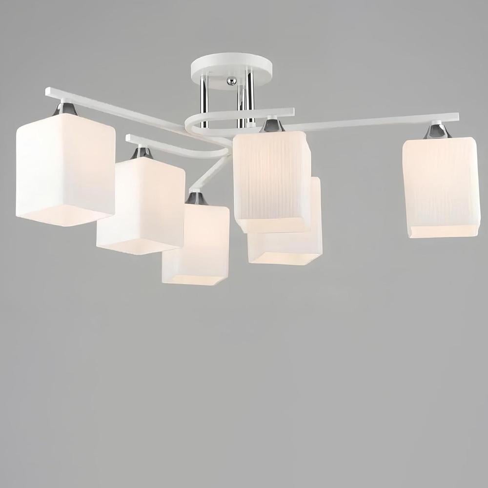 Люстра потолочная Light House SR-20293/6 WT/CH D670хH265 E27 Белый/Хром