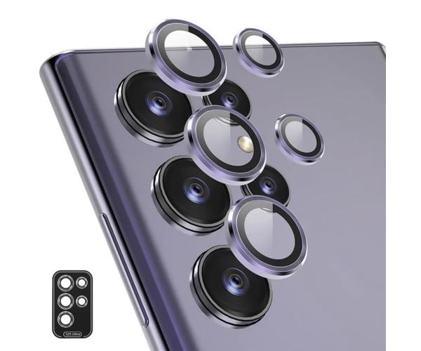 Защитное стекло с рамкой CD Pattern для Samsung Galaxy S25 Ultra на заднюю камеру Фиолетовый