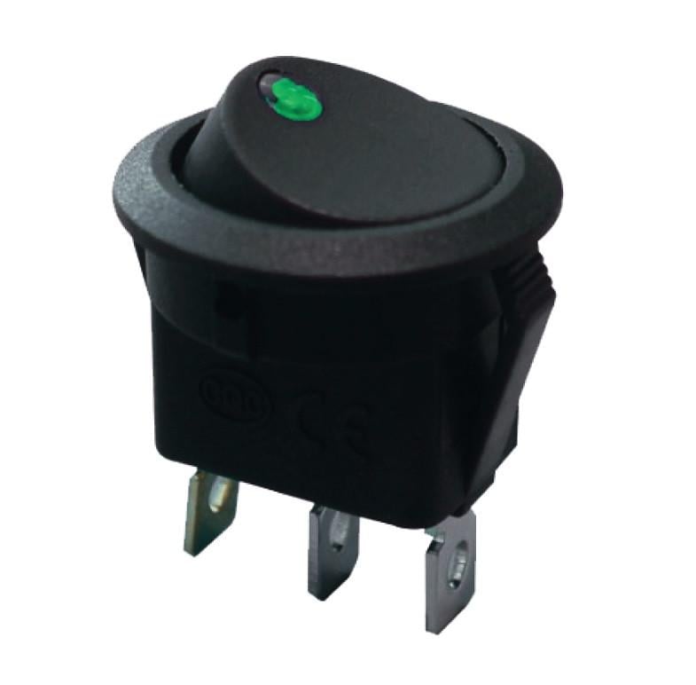 Переключатель с подсветкой TechnoSystems KCD1-8-101EN G/B 220V круглый Green (5500750)
