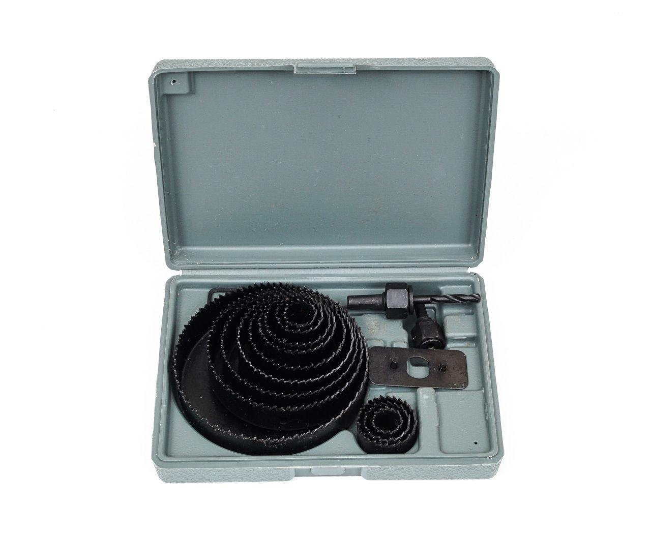 Набір корончастих фрез по дереву та гіпсокартону 16 шт. 19/22/29/32/38/44/51/64/76/89/102/127 мм (41-003)