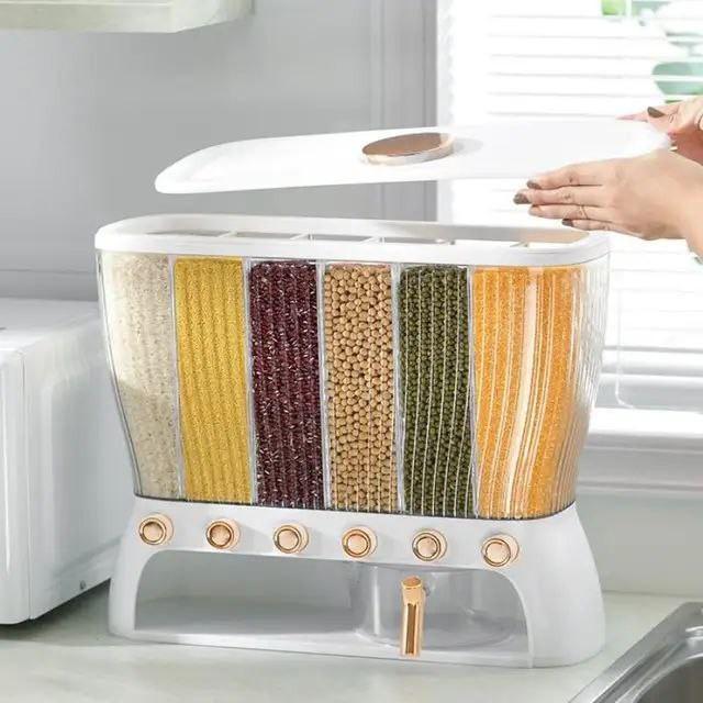 Диспенсер для круп та сипучих продуктів з дозатором на 6 відділень до 10 кг Білий (13304587) - фото 4