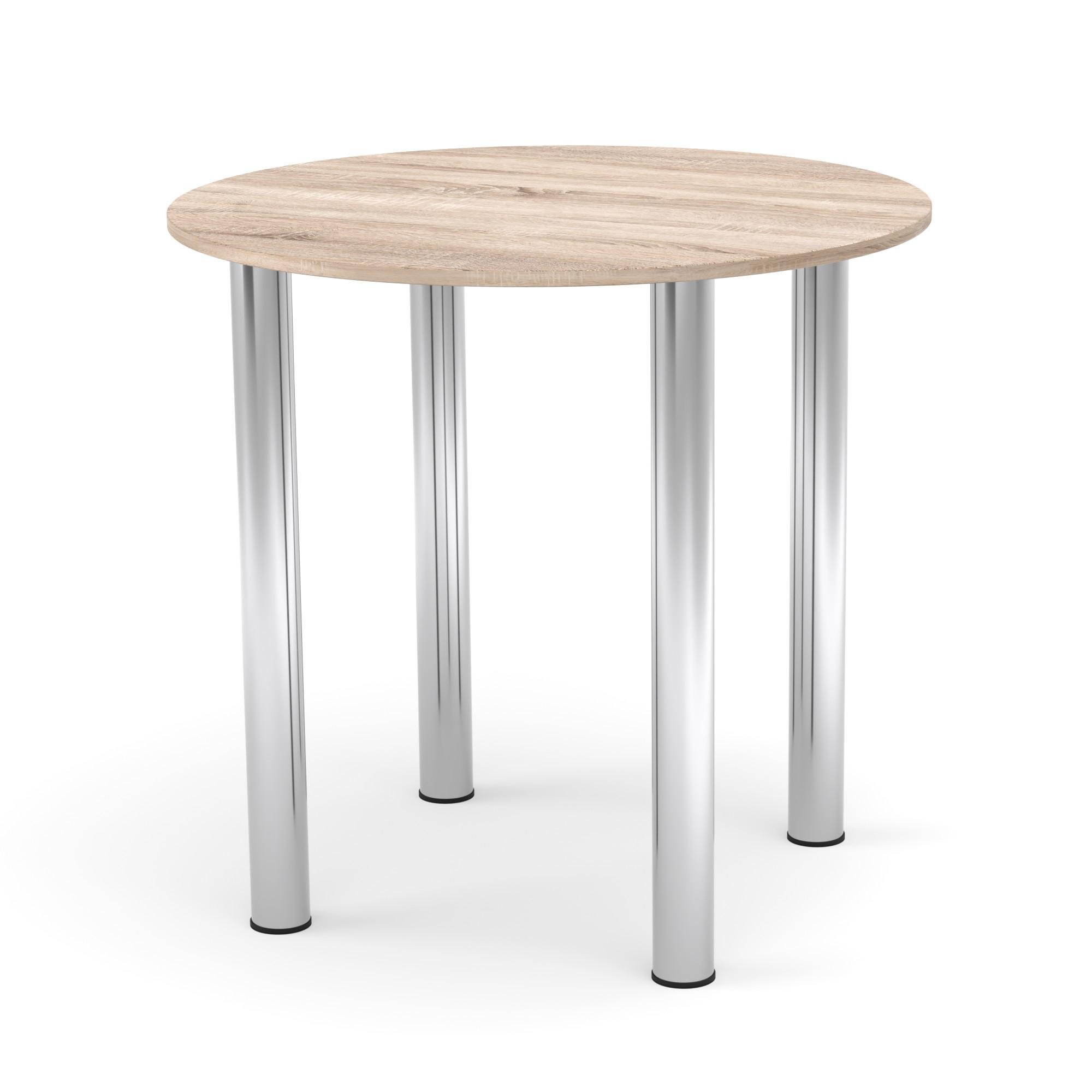 Стол обеденный Ярл круглый 800х800 мм Дуб сонома/Хром (Y10115)