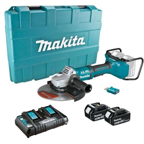 Аккумуляторная угловая бесщеточная шлифмашина с AWS Makita DGA901PT2U + 2 акб 18 V 5 Ah + З/У DC18RD + кейс болгарка шлифмашинка УШМ (2x18В, 230мм) (4010)